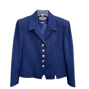 Herbert Grossman Blue Cropped Blazer Jacket Designed by Cynthia Sobel VINTAGE